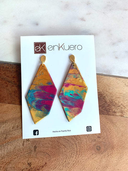 HAND PAINTED GEO EARRINGS